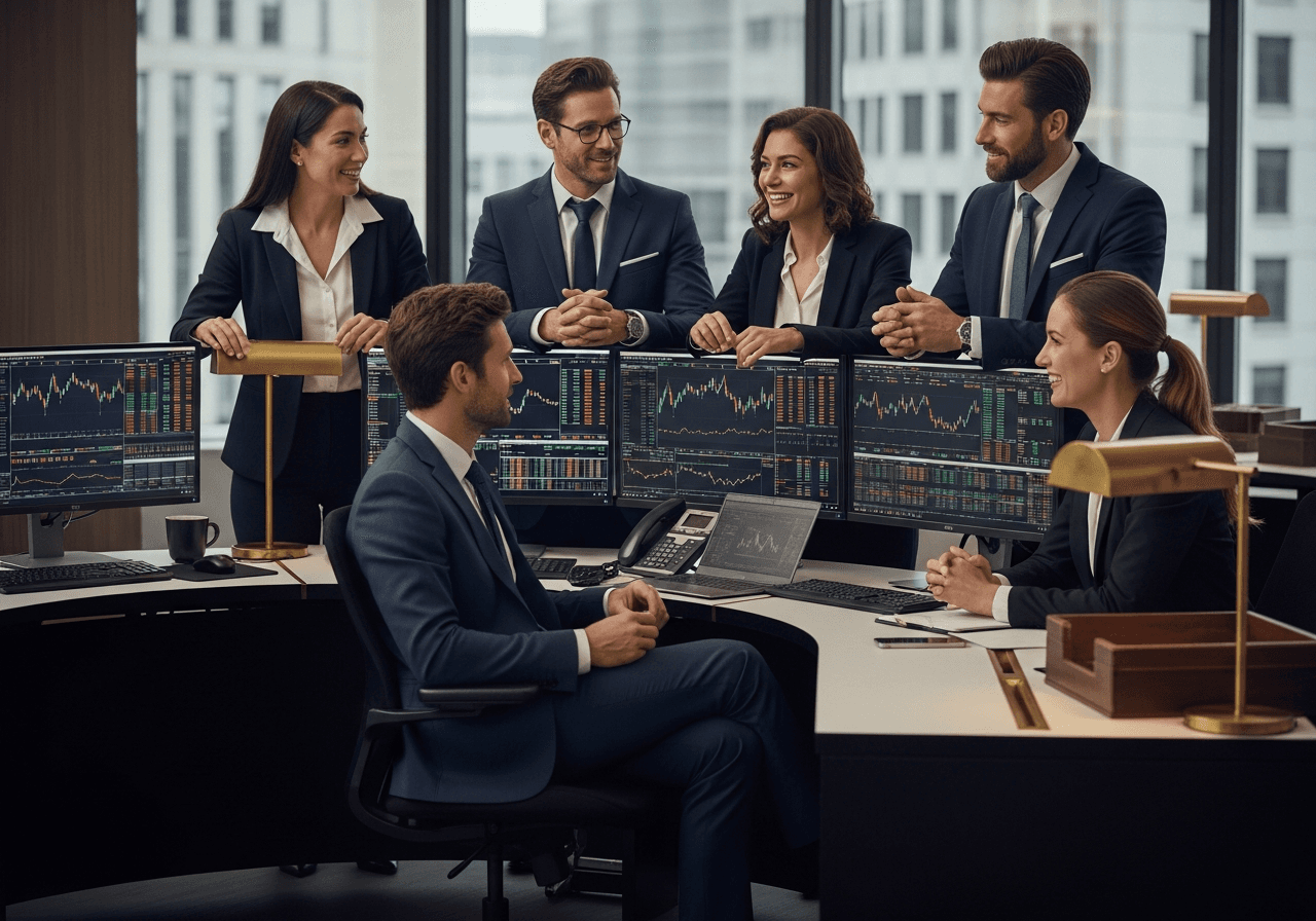 NobleFXM team collaborating in a modern office environment